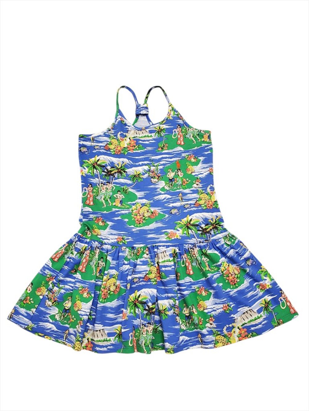 Polo Ralph Lauren Girls Dress 10 Hawaiian Hula Dancer Floral Sleeveless Cotton